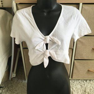 Cotton double knot crop top L in White (new)